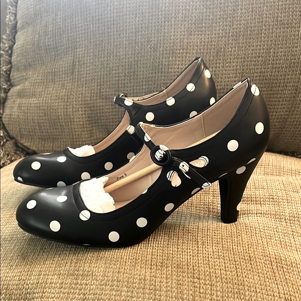 Black and White Polka Dot Heels